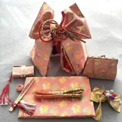 《未使用》七五三 7歳 女の子 大寸 作り帯 結び帯　箱せこ 草履 バッグ 扇子