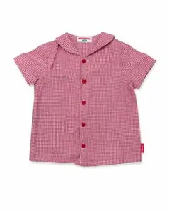 【美品】ミキハウス シャツ 100 女の子 赤ギンガムチェック 人気カラー