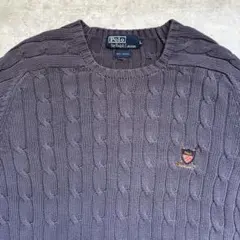 90s　L　ラルフローレン　ケーブルコットンニット　Ralph　Louren