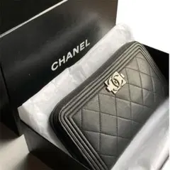 【美品】CHANEL ボーイシャネル マトラッセ ラムスキン 長財布