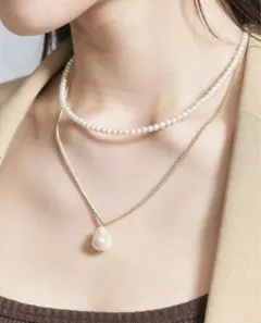 BEAUTY&YOUTHパールモチーフ2連ネックレス　３WAY GOLD