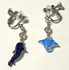 マンタとジンベイザメとスワロフスキーシャネルストーンイヤリング