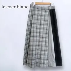 【ルクールブラン】チェックアソートパッチワークスカート ロング フレア ゴム M