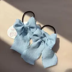 布リボン♡水色♡キッズヘアゴム