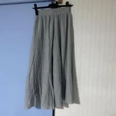 淡いグレー リネン風 ロングキュロットスカート