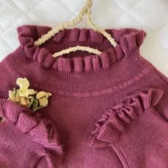 さくらんぼ様専用★ehka sopo★ リブフリル＊タートルネックニット