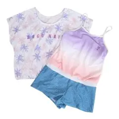 水着とパームツリー柄トップスセット 女子用 水着 160
