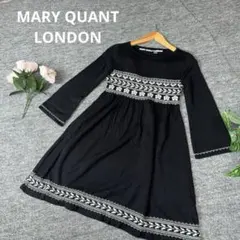 MARY QUANT LONDON 膝丈フレアワンピース　ニット　ブラック　M