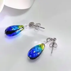 沖縄ホタルガラスピアス/ケラママリン （サージカルピアス変更可能）