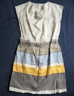 ADIEU TRISTESSE リネン100％ワンピ　イエロー&ブルー