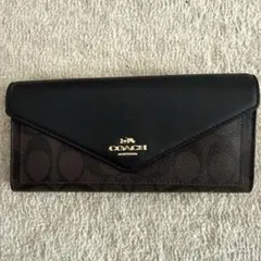 COACH エンベロープ型長財布 ブラック/ブラウン