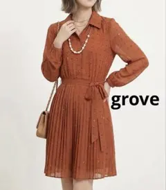 レディースワンピース grove ワンピース Mサイズ ブラウン 秋冬服
