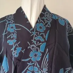 浴衣 ゆかた 紺地 青 花柄 着丈160cm