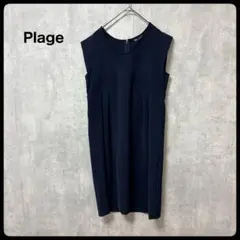 【Plage】プラージュ ノースリーブ タックワンピース ネイビー 日本製のサムネイル