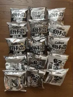 カルビー ポテチ 白黒 節約パッケージ　かっぱえびせん 堅あげポテト　15袋のサムネイル