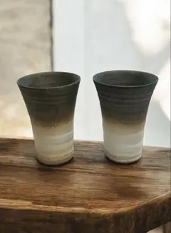 備前焼き　陶器製グラデーションタンブラー　2個セット