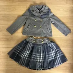 制服風　グレー ジャケットとチェックスカートのセット (リボン付き) 制服風
