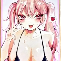 オリジナル手描きイラスト 色紙 アナログ