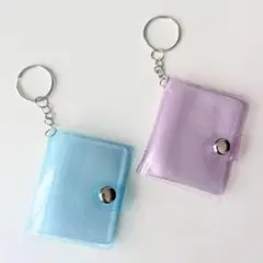 K 2個セット パープル＆エメラルドグリーンラメ ミニシール帳 キーホルダー23