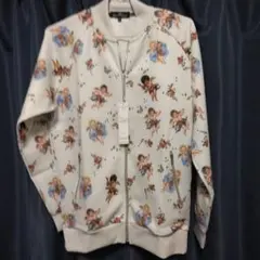 天使と花プリント ナイロンジャケット MA-1