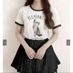 キャットプリントリンガーTシャツ[fu186]