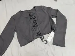 ダークグレー クロップドカーディガン