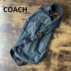 coach コーチ ボディバッグ ヘリテージ ウェブ ショルダー レザーブラック