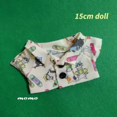 15cm ぬいぐるみ服 オープンカラーシャツ