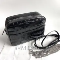 【美品】J&M DAVIDSON ペブル クロコ ショルダーバッグ チェーン