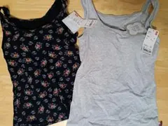 S [未使用]ユニクロ/UNIQLOブラタンクトップ 花柄/グレー レディース