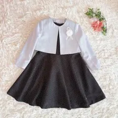 プティマインセットアップ120フォーマル入学式卒園式ライトブルードット水色黒