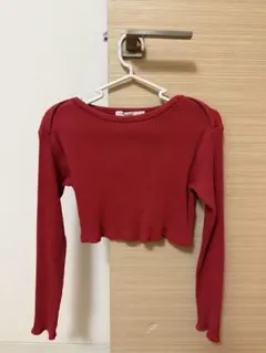 MOUSSY リブニット 長袖 レッド
