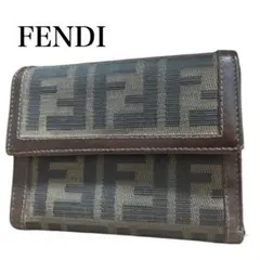 フェンディ FENDI 三つ折り財布 カーキブラウン ズッカ柄 レザーのサムネイル