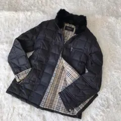 美品 バーバリーブラックレーベル キルティングダウンジャケット Ｍ リアルファー