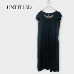 アンタイトル 半袖 セレモニーワンピース ひざ丈 格子柄 M ライトブラック