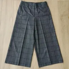 theory lux グレー・チェック柄 ワイドパンツ 038