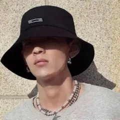 【日差しが気になる季節に♪】 バケットハット 大き目サイズ 帽子 ブラック