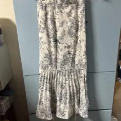 GRL 花柄プリーツ切替マーメイドスカート オフホワイト S