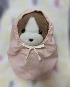 ぬいぐるみ用　おくるみ　ピンク×ドット