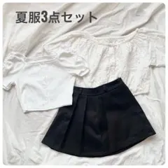 【美品✨️】GU×GRL 夏服3点セット白トップス2点、黒プリーツスカートおまとめ