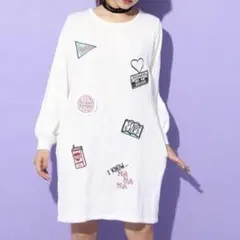 レピピアルマリオ★刺繍ニットワンピ S ピンクラテ ラブトキ アルジー 好きに