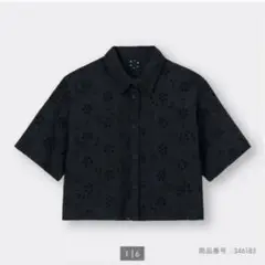 GU コットンレースクロップドシャツ