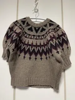 MACHATTノルディック柄 パフスリーブ ニット ベージュのサムネイル
