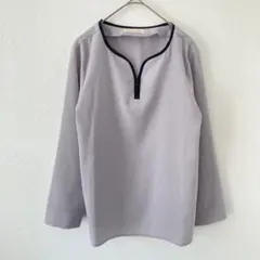 P.S.FA キーネック配色ブラウス M とろみ素材 くるみボタン オフィスのサムネイル