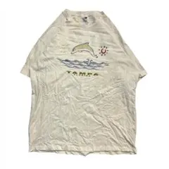 90s フルーツオブザルーム イルカ アニマル Tシャツ メンズ XL ベージュ