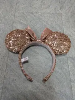 ディズニーランド　ゴールドスパンコール　ミニーマウスカチューシャ