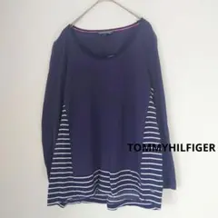 TOMMYHILFIGER　ストライプ 長袖Tシャツ　チュニック　ネイビー　S