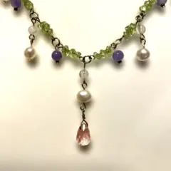超希少石❤️ペリドットのアンティーク風デザインネックレス　ハンドメイド