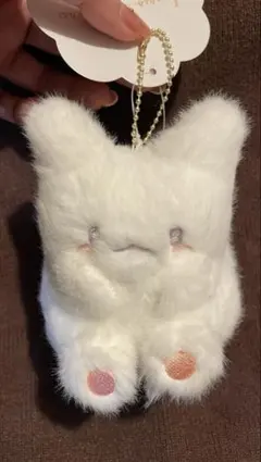 はなまるおばけ マスコットホルダー しろふわ雲でおひるね ぬいぐるみチャーム