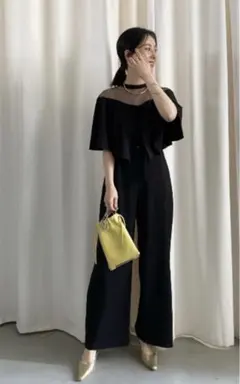 【新品タグ付】 AMERI CURTAIN SHOULDER ROMPERS